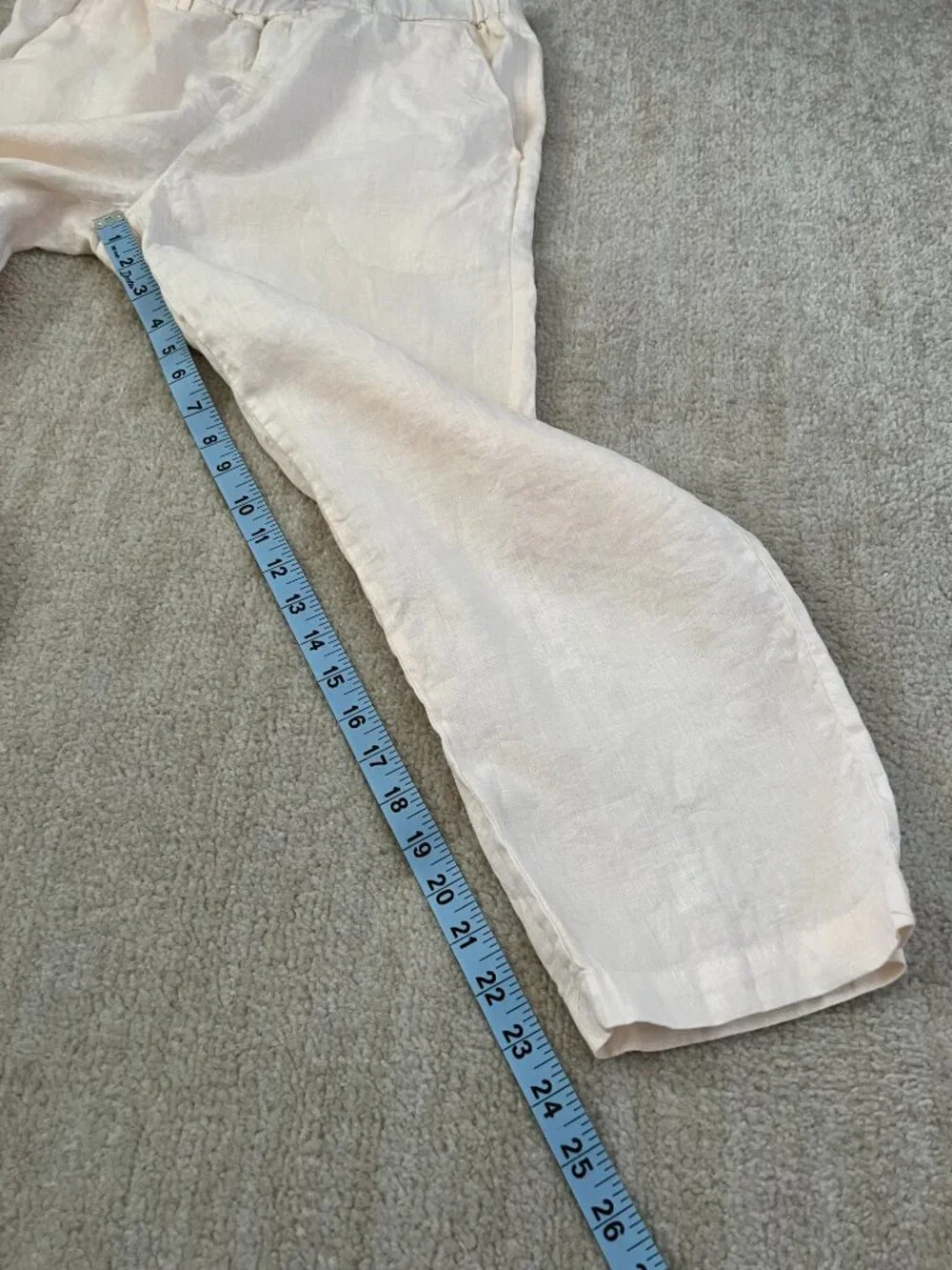 Quince 100% European Linen Pull On Pants S Elastic Waist Relaxed Straight Crop